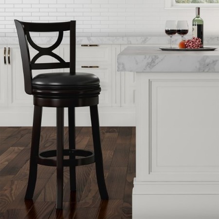 HASTINGS HOME Hastings Home 29 inch Modern Swivel Bar Stool, Black 564317KUT